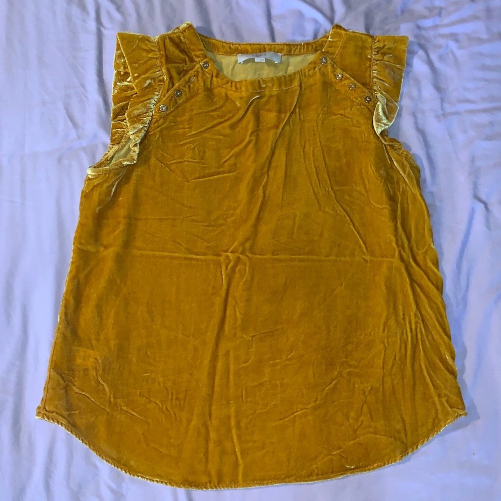 Velour Flutter Sleeve Tank with Button Detail